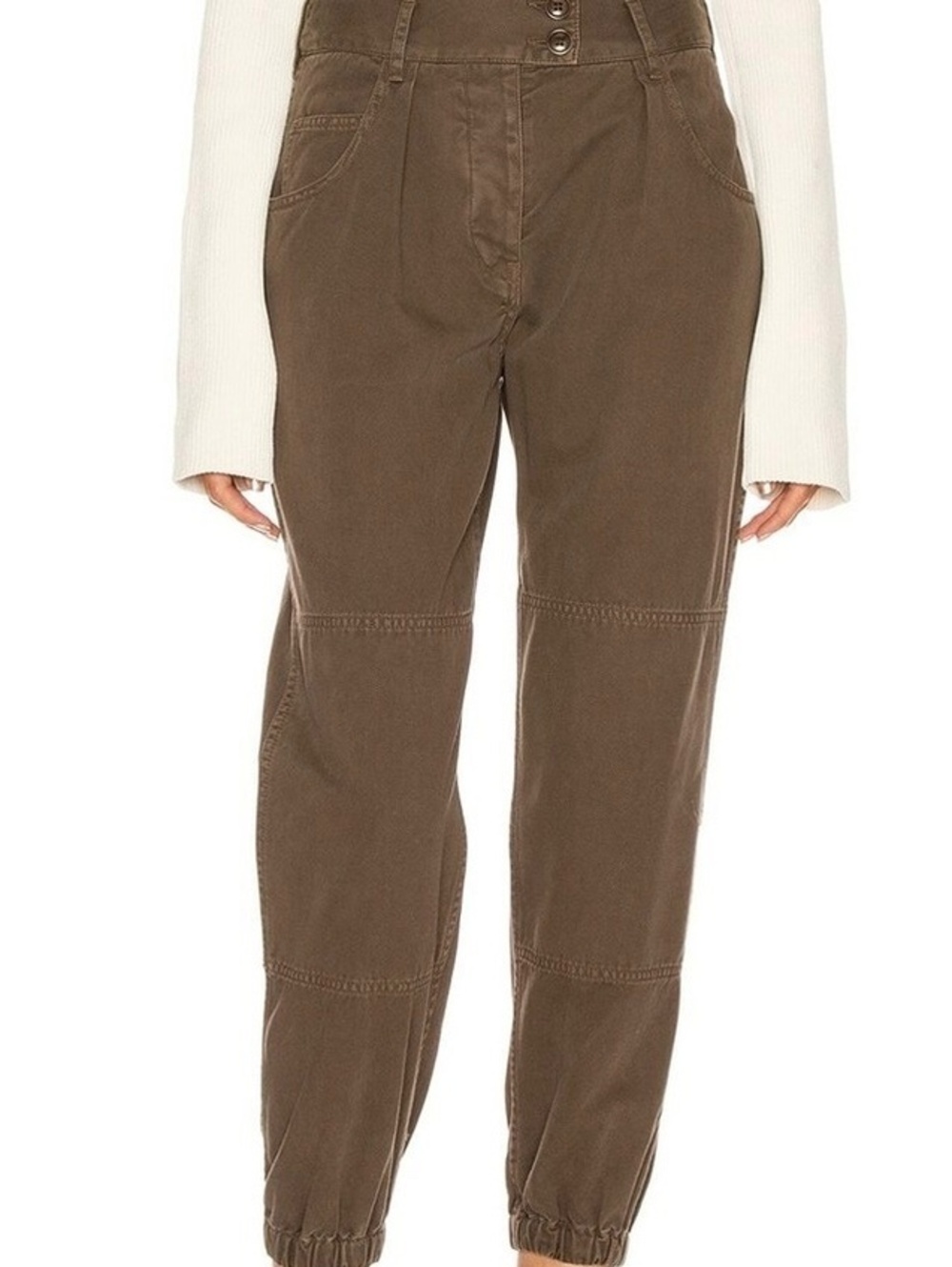 Nili Lotan Military Pant | Mocha Brown | High Rise Curved Barrel Leg | Sz 4